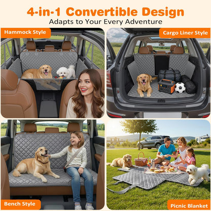 4-in-1 Waterproof Hammock Dog Car Seat Cover for Back Seat