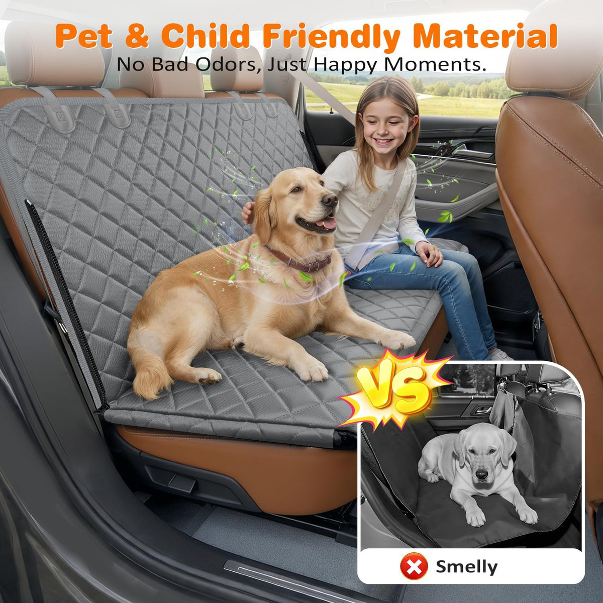 4-in-1 Waterproof Hammock Dog Car Seat Cover for Back Seat